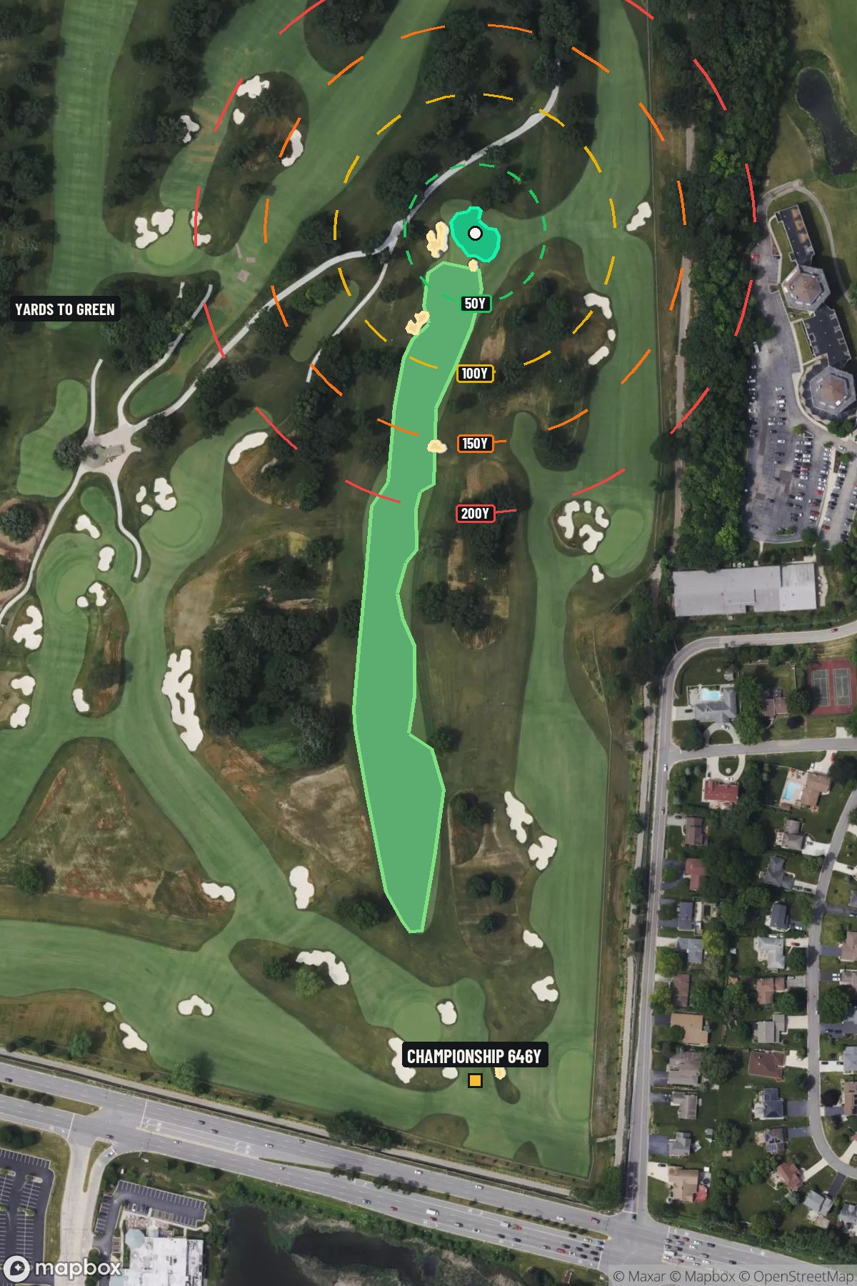 Hole 10 aerial at Medinah Country Club (Course 3)