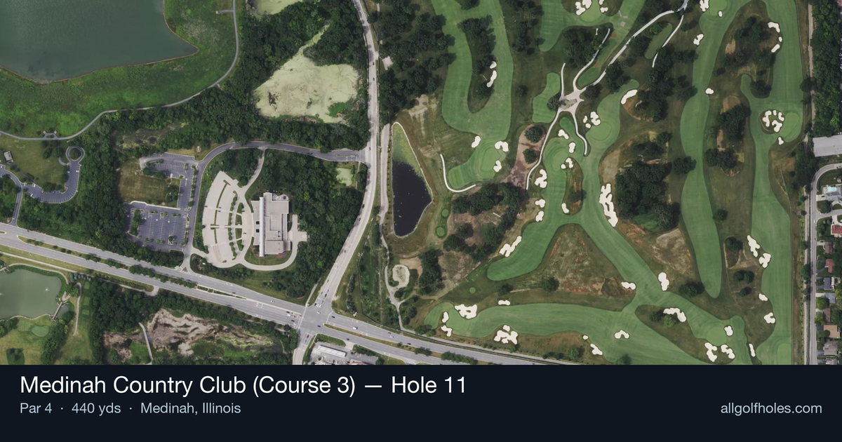 Hole 11 aerial at Medinah Country Club (Course 3)