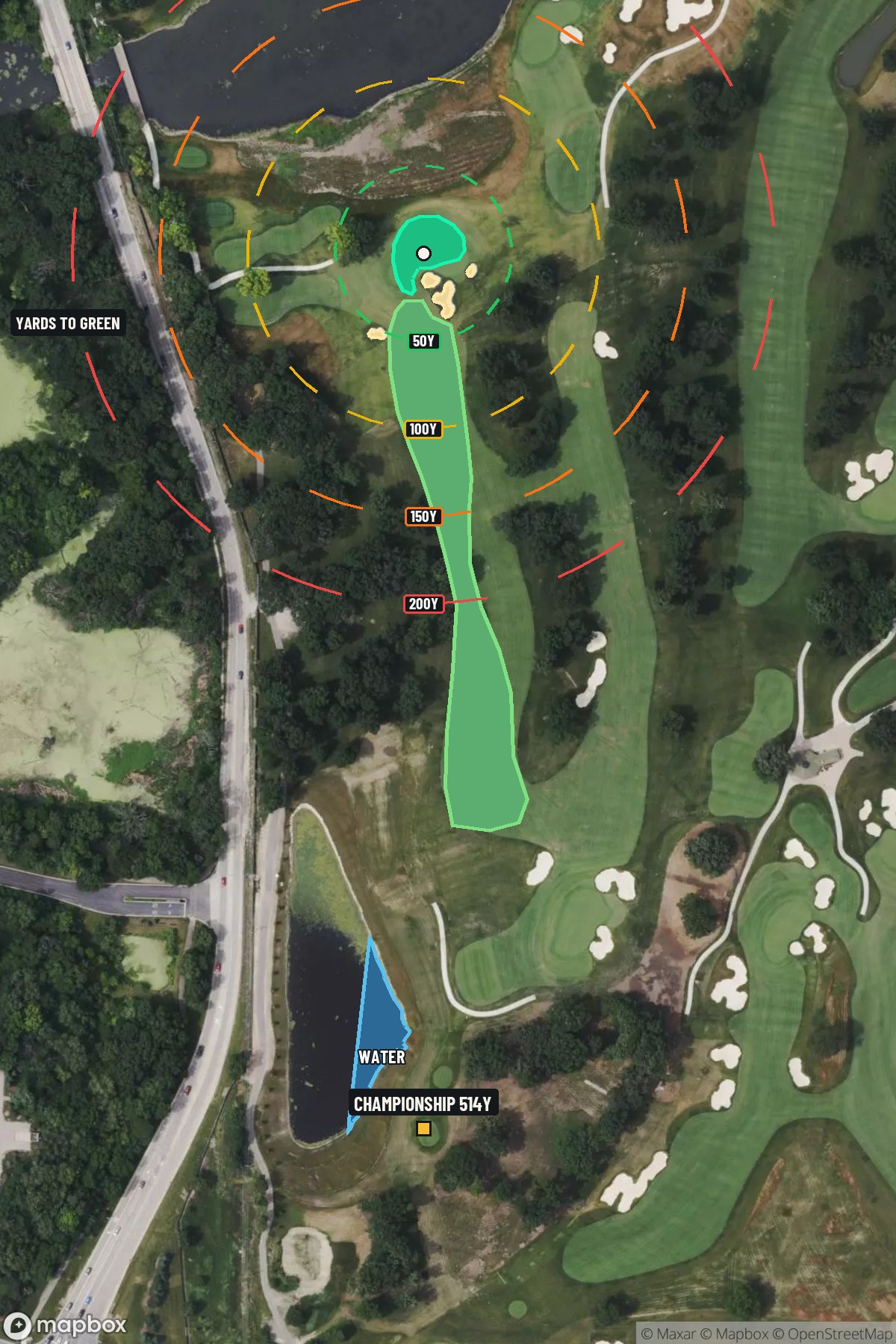 Hole 15 aerial at Medinah Country Club (Course 3)