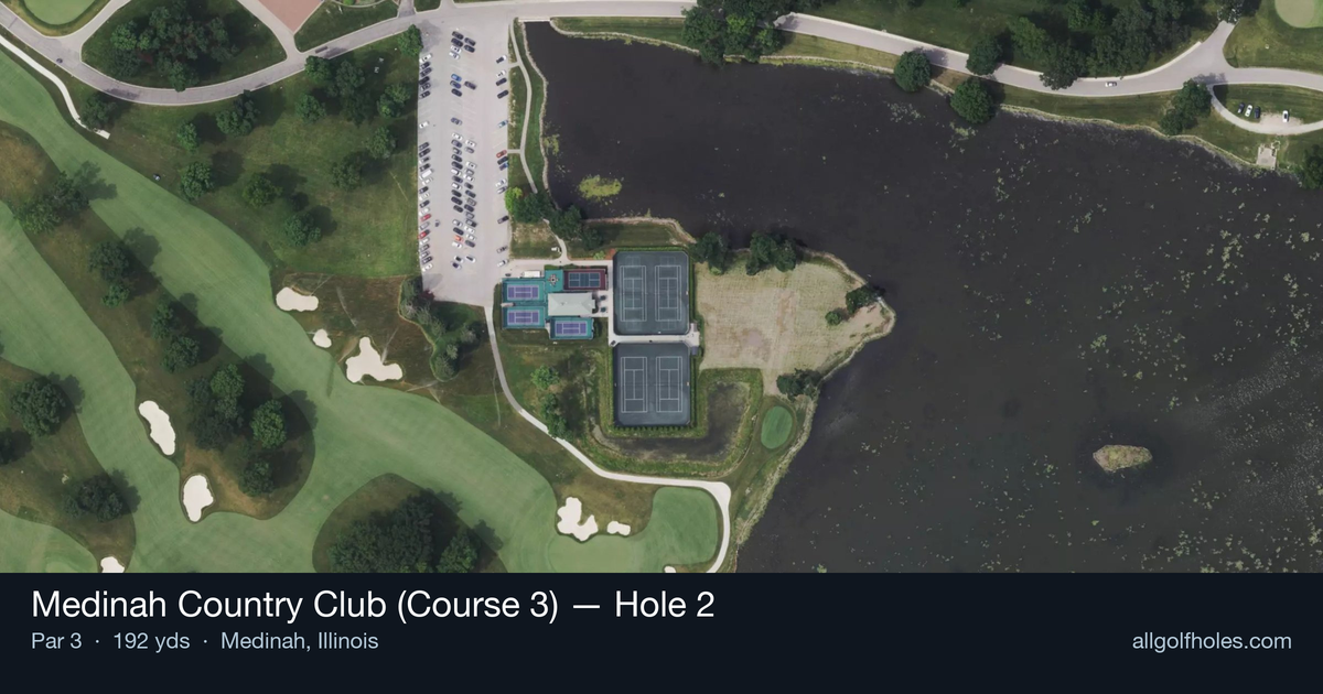 Hole 2 aerial at Medinah Country Club (Course 3)