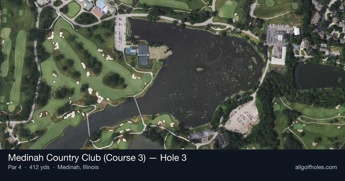 Hole 3 aerial at Medinah Country Club (Course 3)