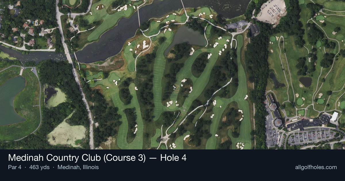 Hole 4 aerial at Medinah Country Club (Course 3)