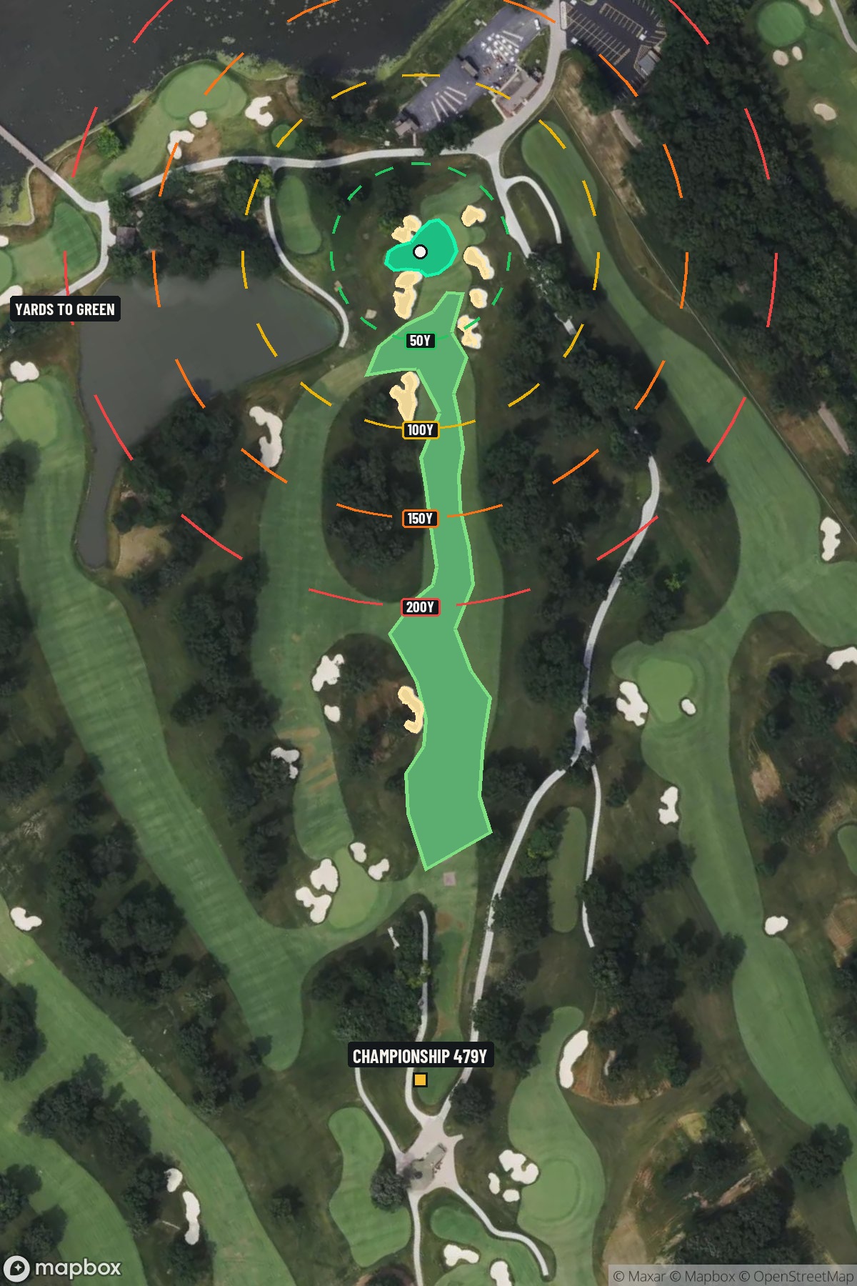 Hole 4 aerial at Medinah Country Club (Course 3)