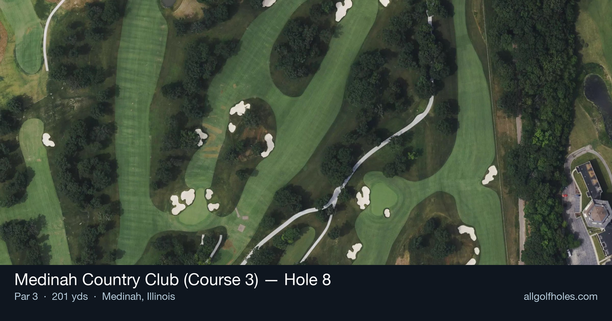 Hole 8 aerial at Medinah Country Club (Course 3)
