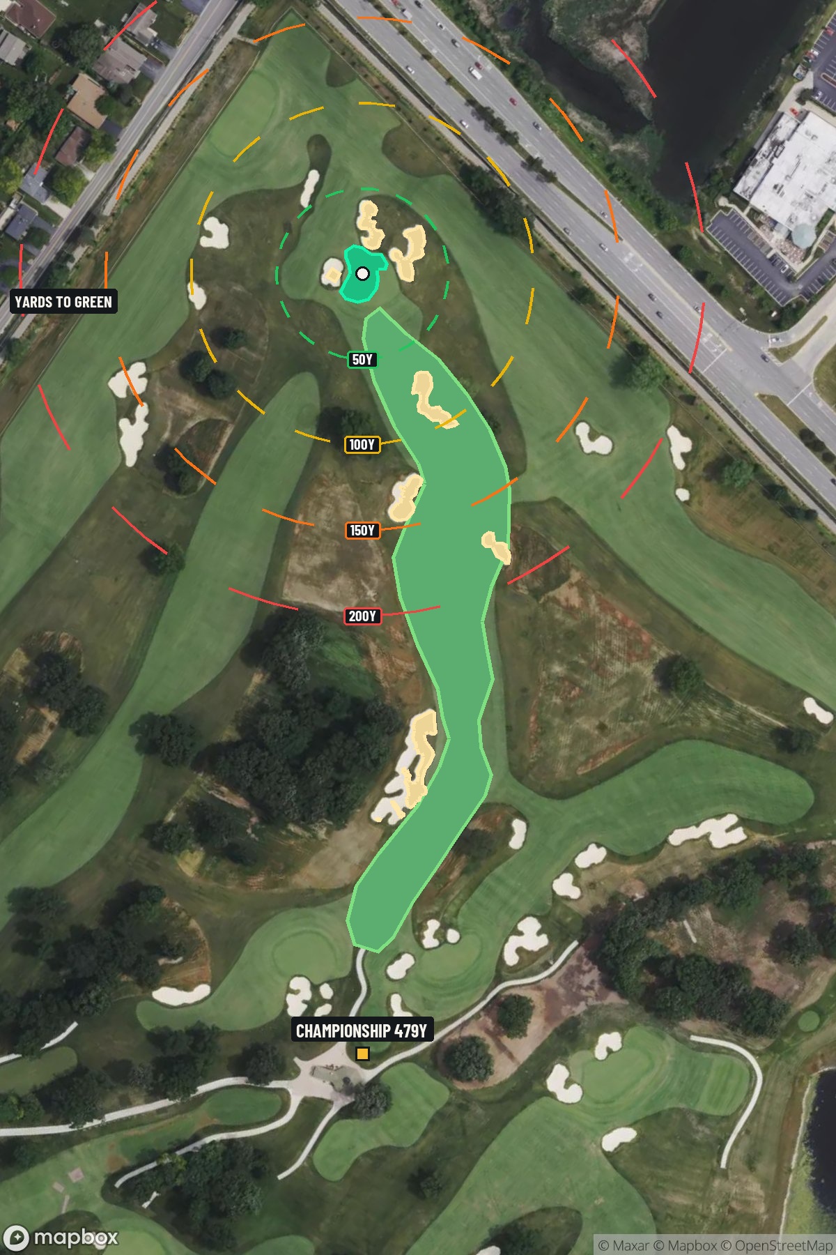 Hole 9 aerial at Medinah Country Club (Course 3)