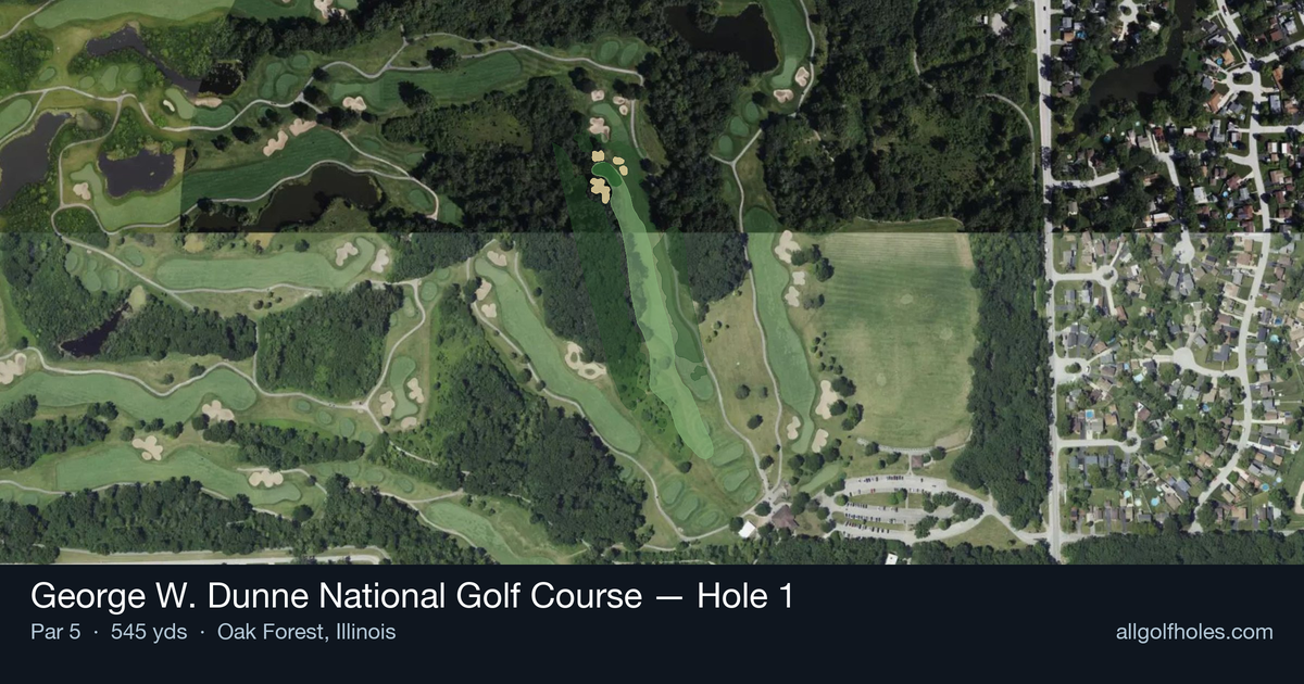 Hole 1 aerial at George W. Dunne National Golf Course