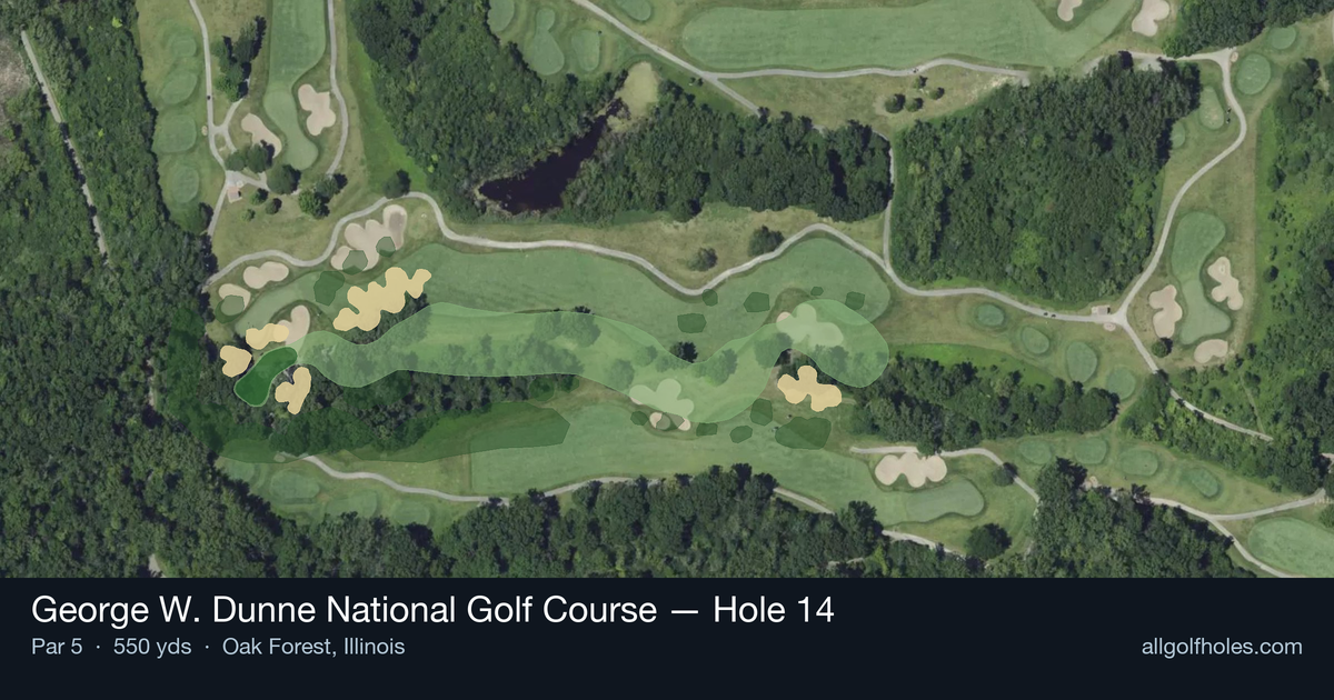 Hole 14 aerial at George W. Dunne National Golf Course