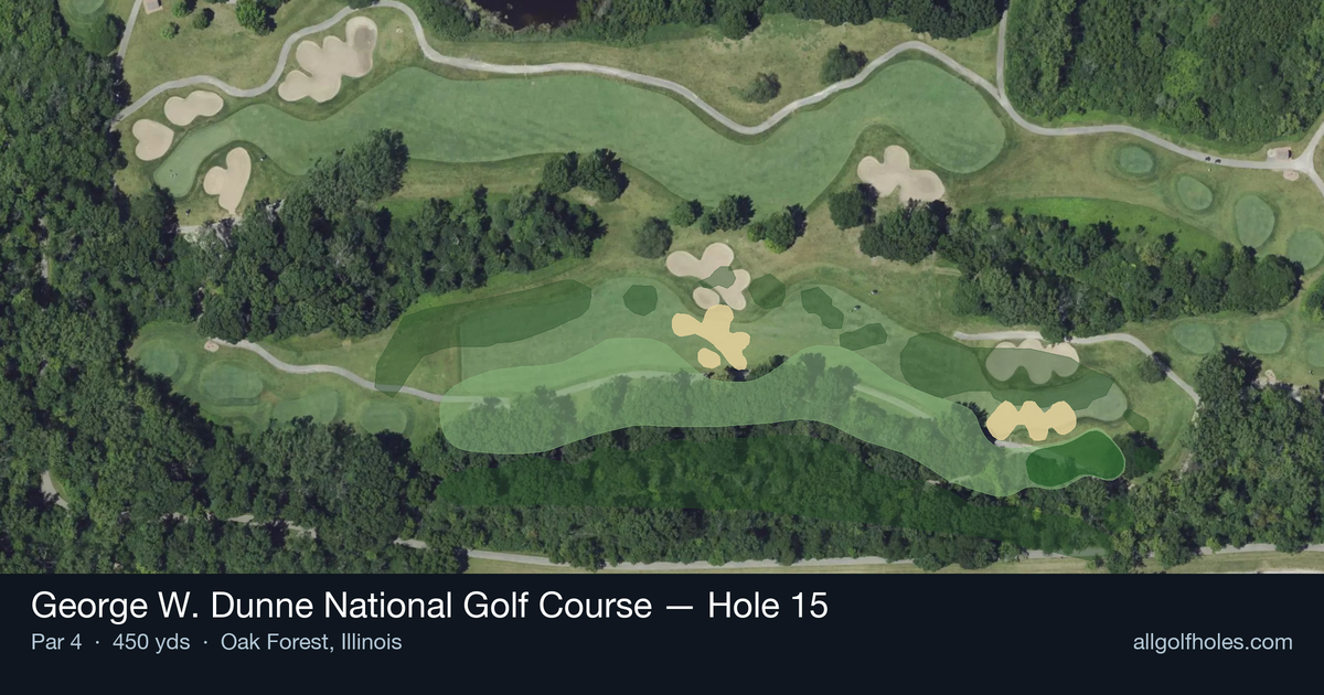 Hole 15 aerial at George W. Dunne National Golf Course
