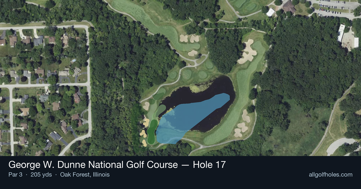 Hole 17 aerial at George W. Dunne National Golf Course