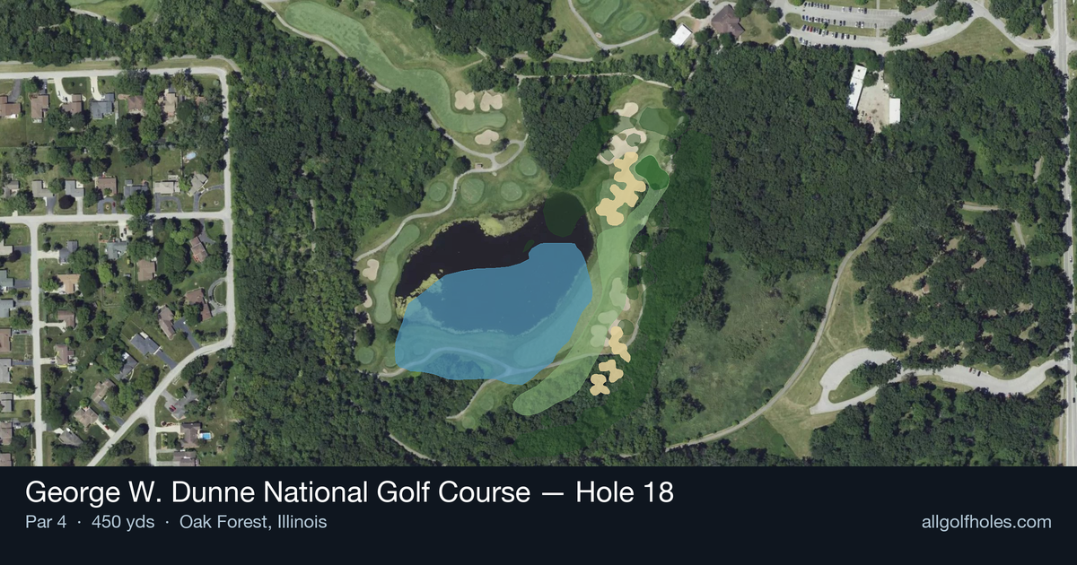 Hole 18 aerial at George W. Dunne National Golf Course