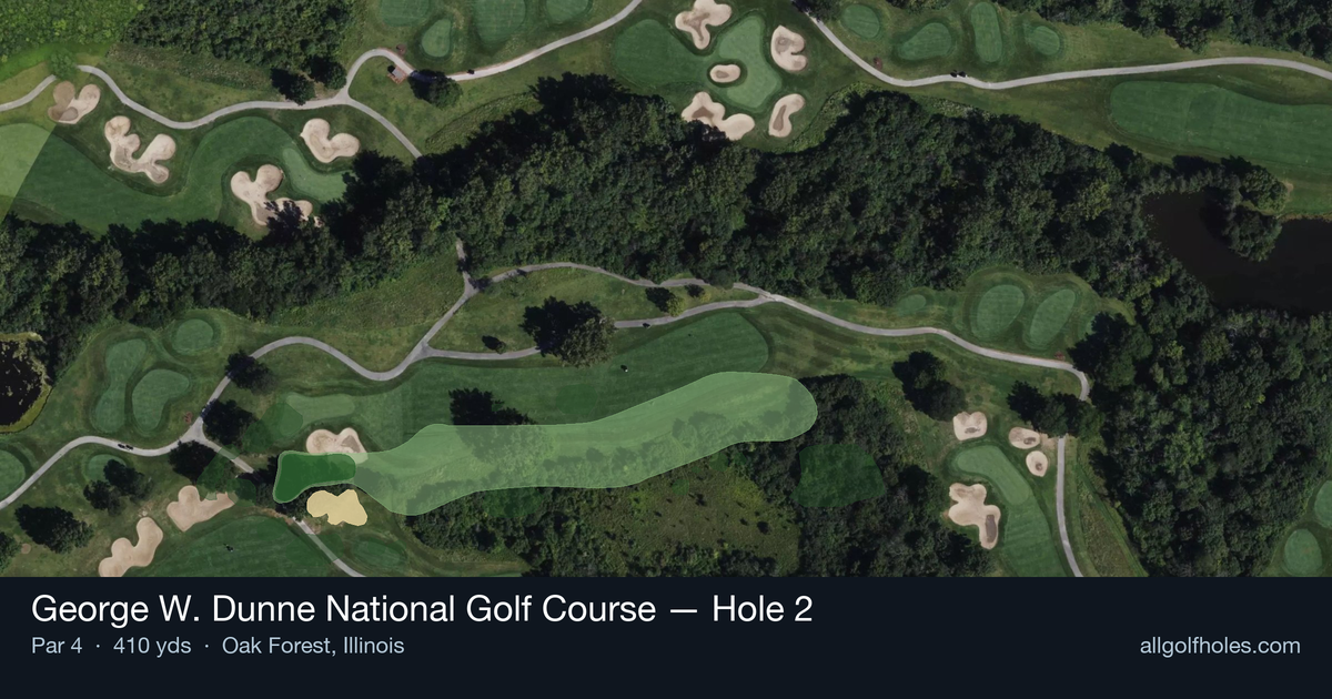Hole 2 aerial at George W. Dunne National Golf Course