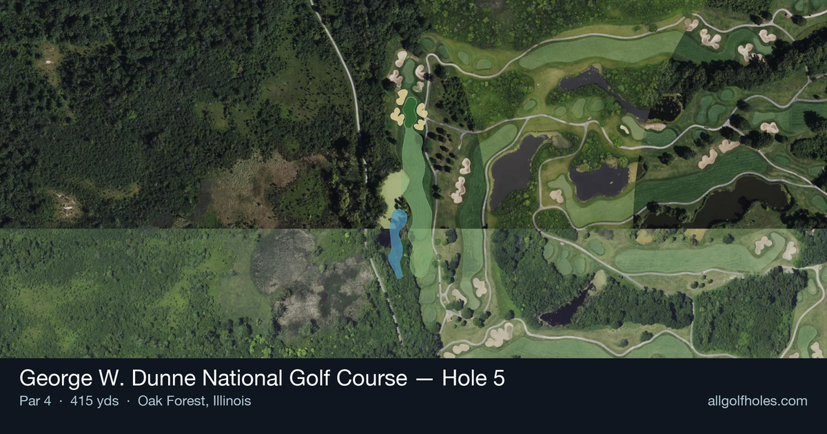 Hole 5 aerial at George W. Dunne National Golf Course