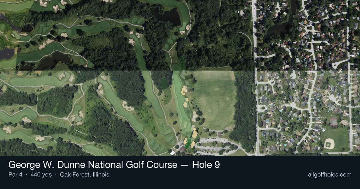 Hole 9 aerial at George W. Dunne National Golf Course