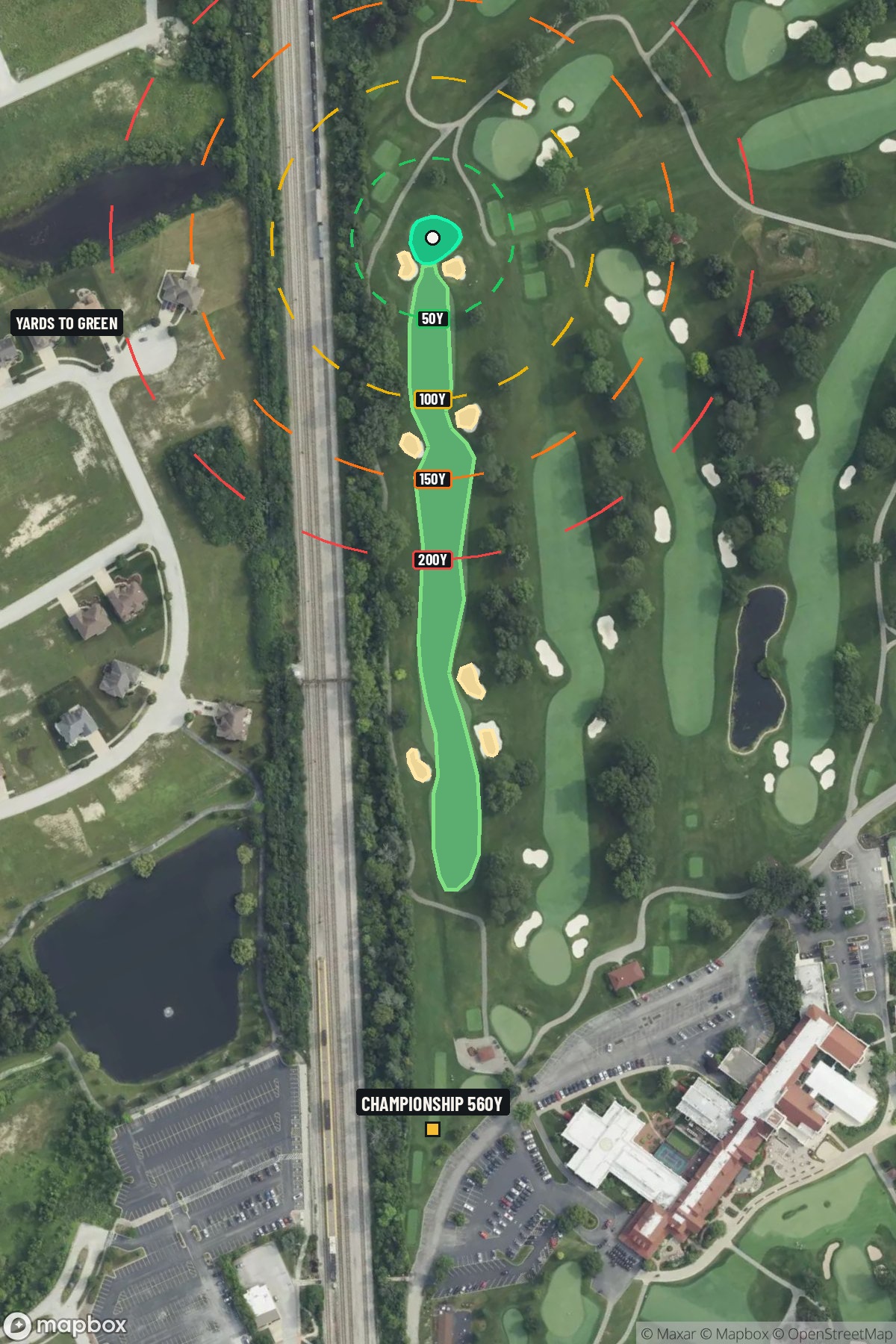 Hole 1 aerial at Olympia Fields Country Club (North Course)