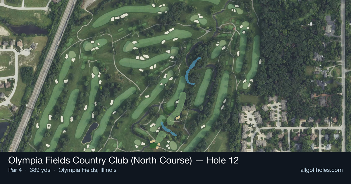 Hole 12 aerial at Olympia Fields Country Club (North Course)