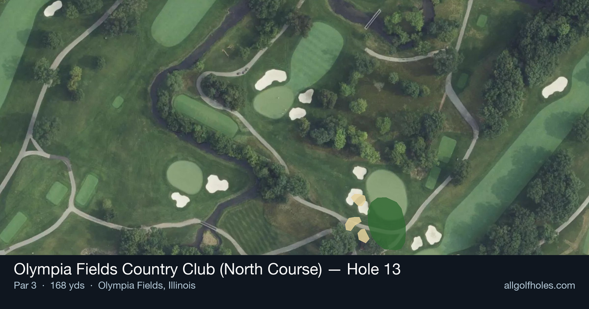 Hole 13 aerial at Olympia Fields Country Club (North Course)