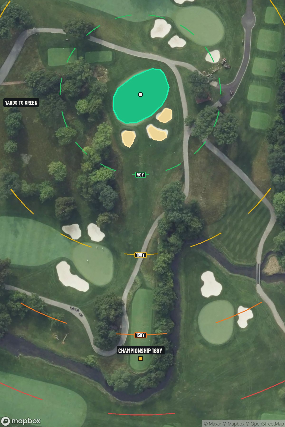 Hole 13 aerial at Olympia Fields Country Club (North Course)