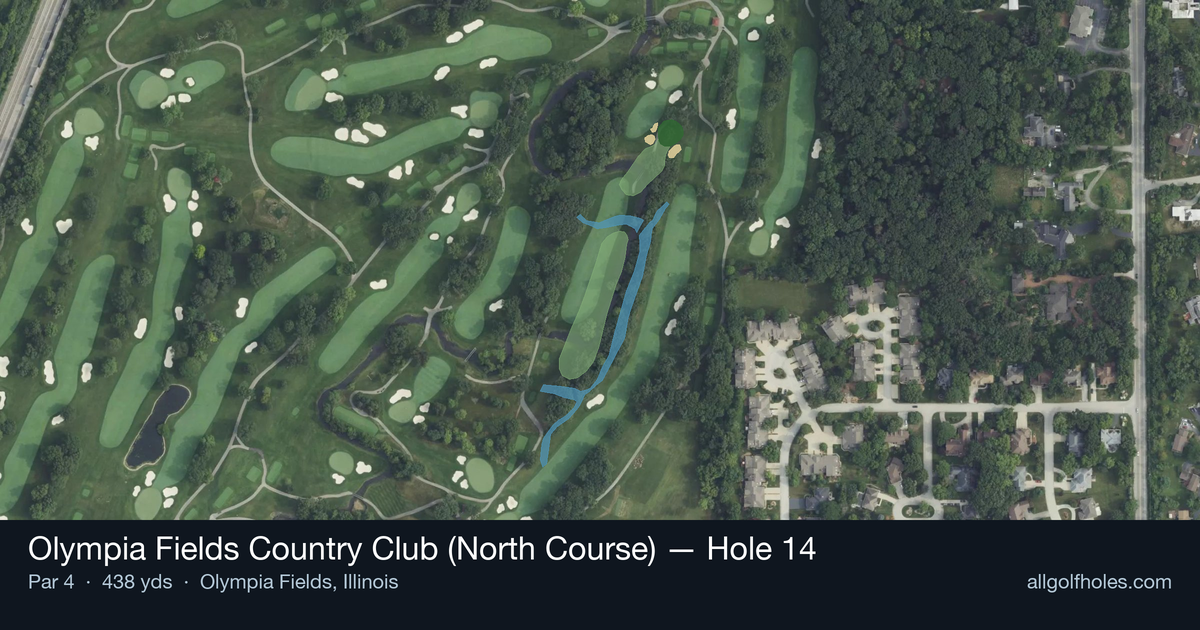 Hole 14 aerial at Olympia Fields Country Club (North Course)