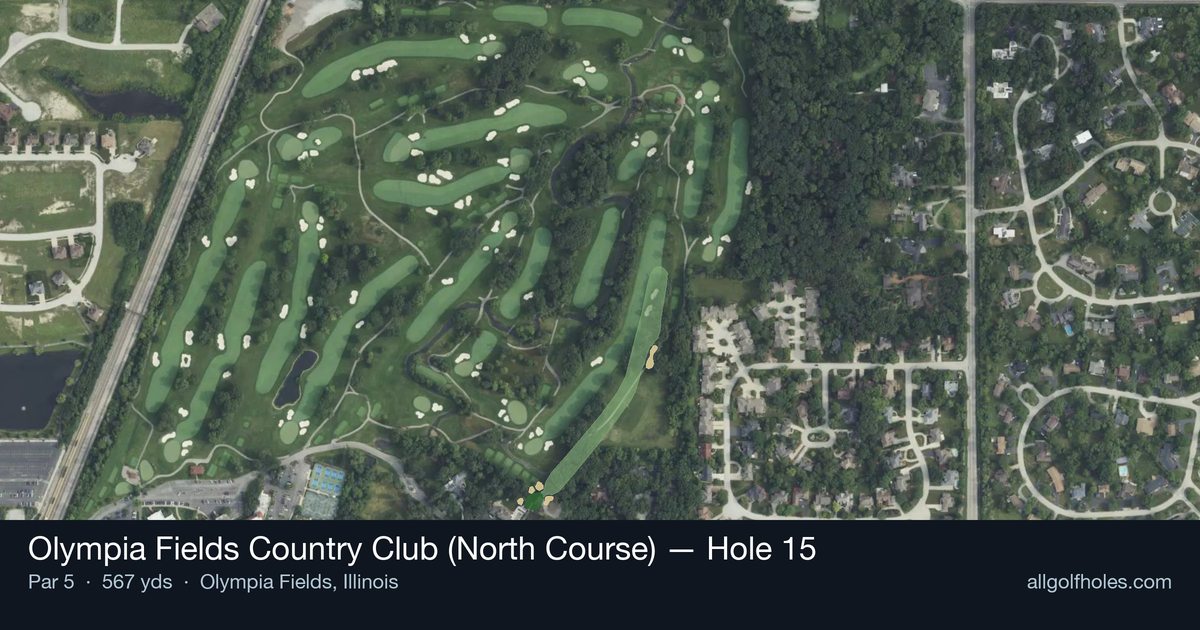Hole 15 aerial at Olympia Fields Country Club (North Course)