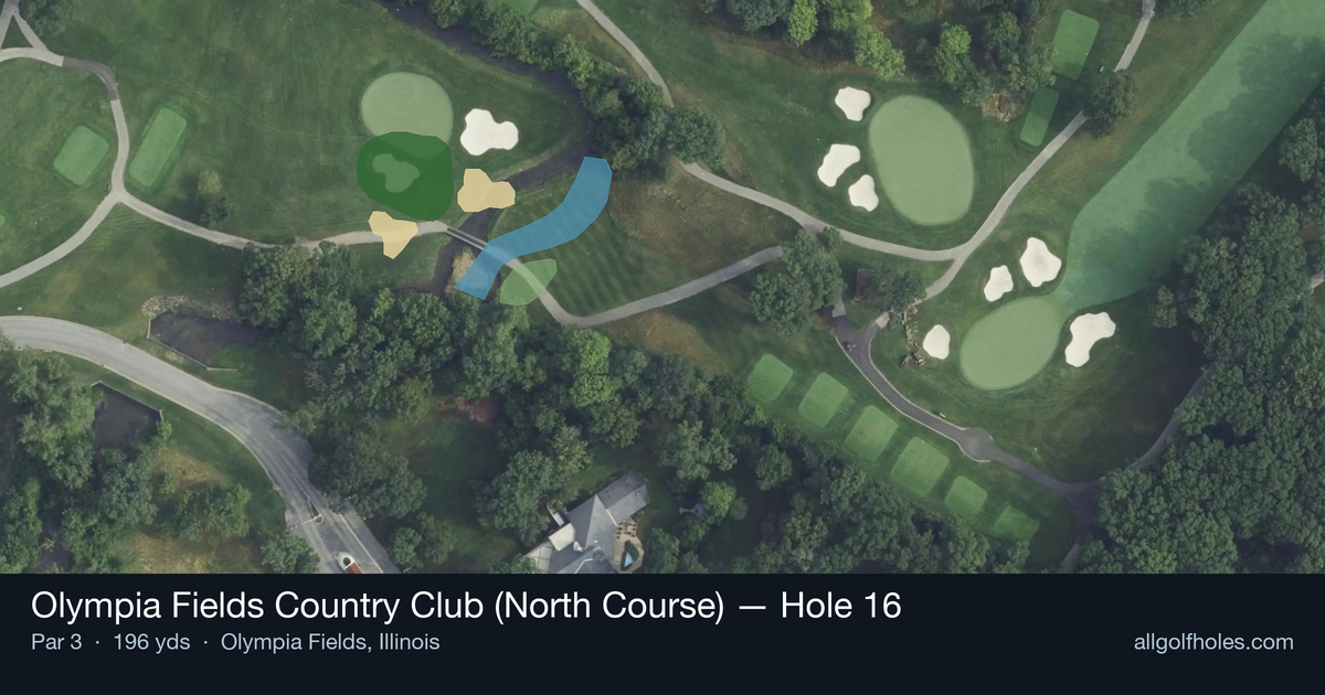 Hole 16 aerial at Olympia Fields Country Club (North Course)