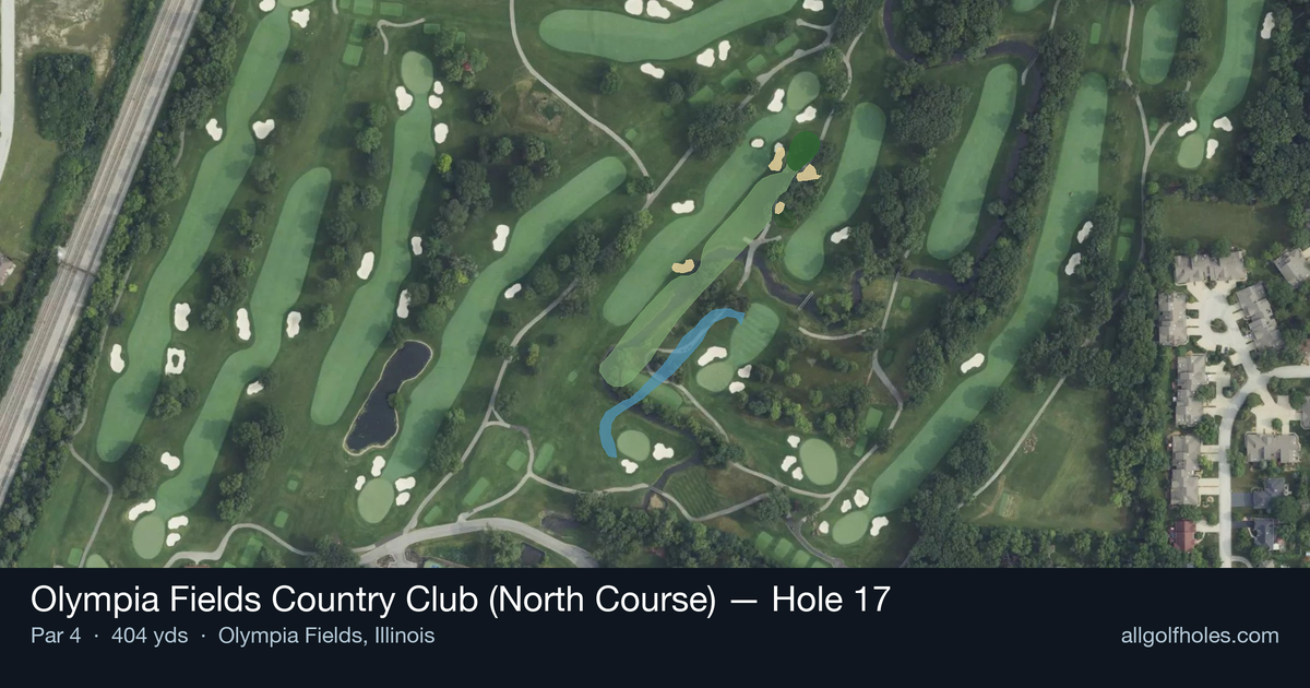 Hole 17 aerial at Olympia Fields Country Club (North Course)
