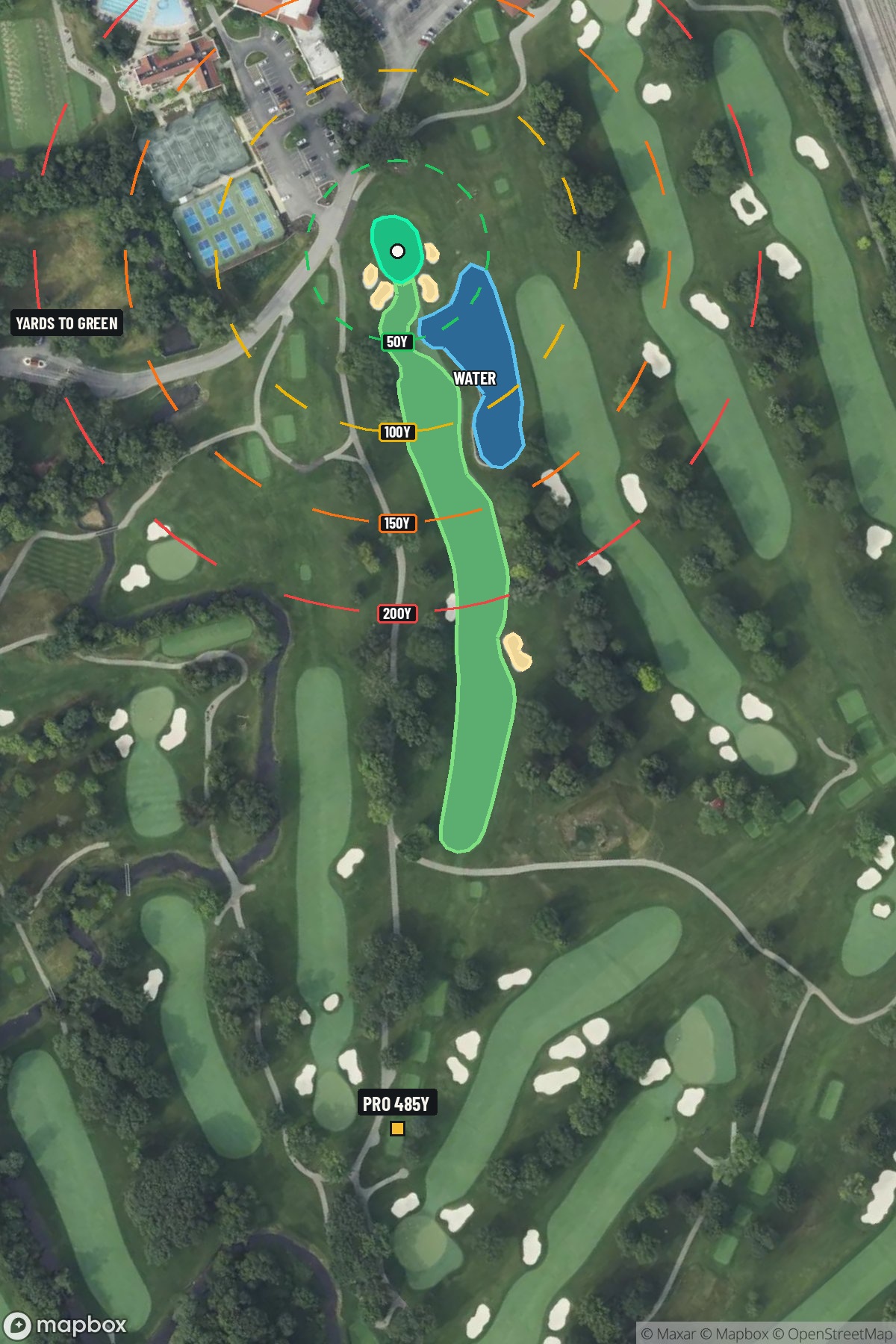 Hole 18 aerial at Olympia Fields Country Club (North Course)