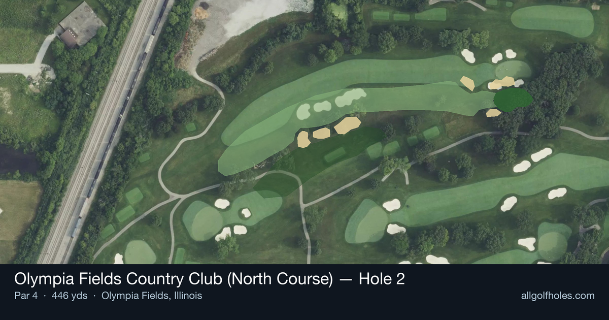 Hole 2 aerial at Olympia Fields Country Club (North Course)
