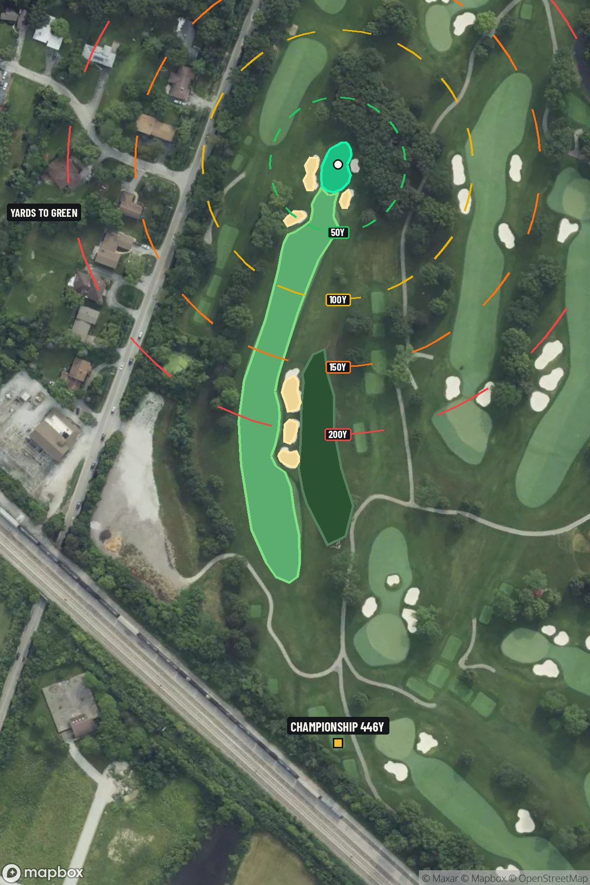 Hole 2 aerial at Olympia Fields Country Club (North Course)