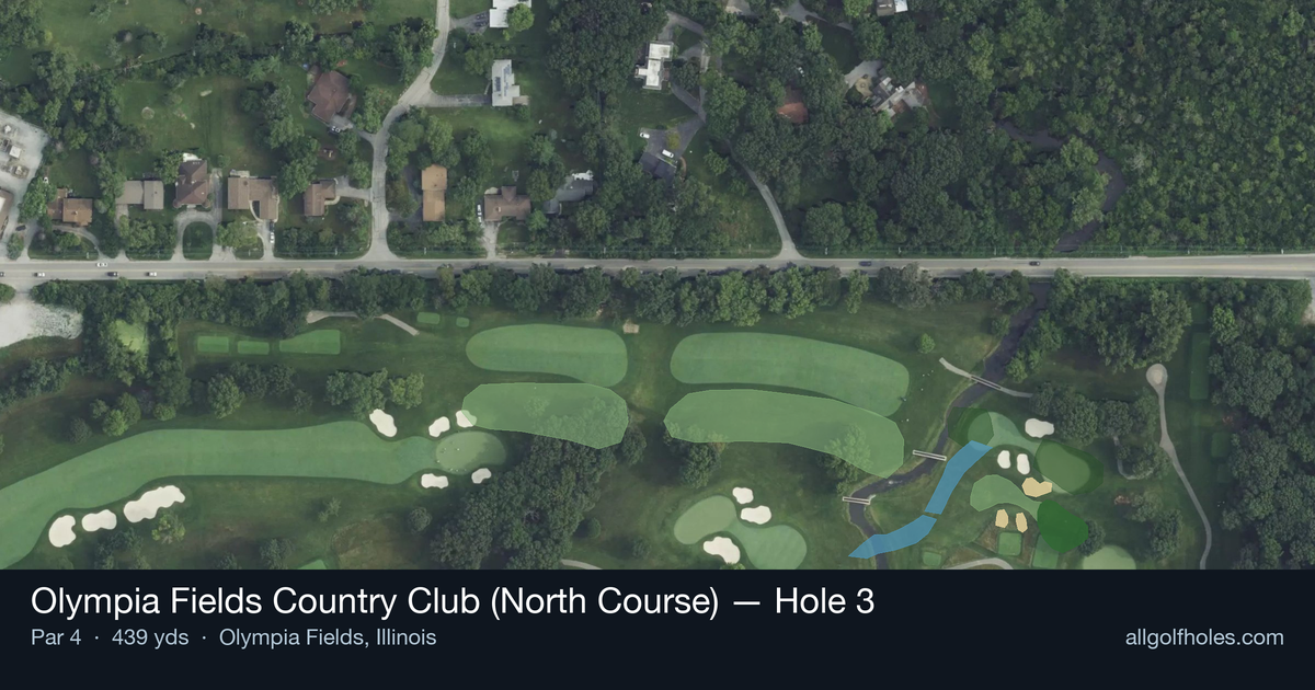Hole 3 aerial at Olympia Fields Country Club (North Course)