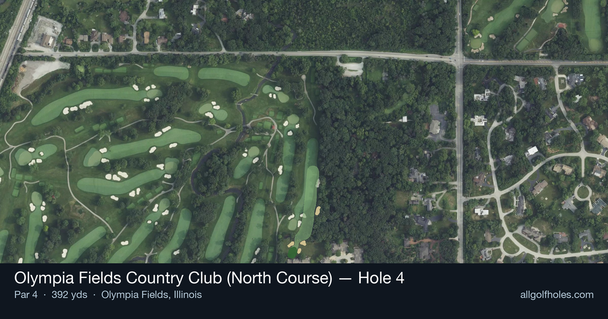 Hole 4 aerial at Olympia Fields Country Club (North Course)