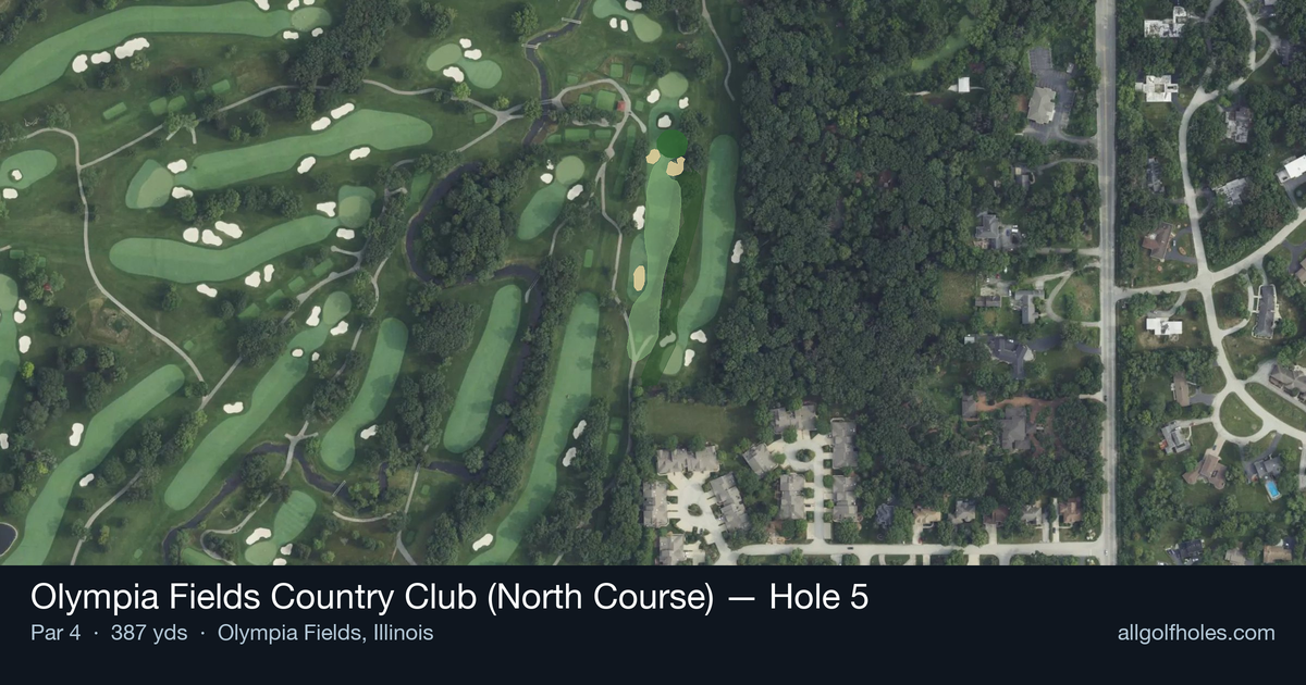 Hole 5 aerial at Olympia Fields Country Club (North Course)
