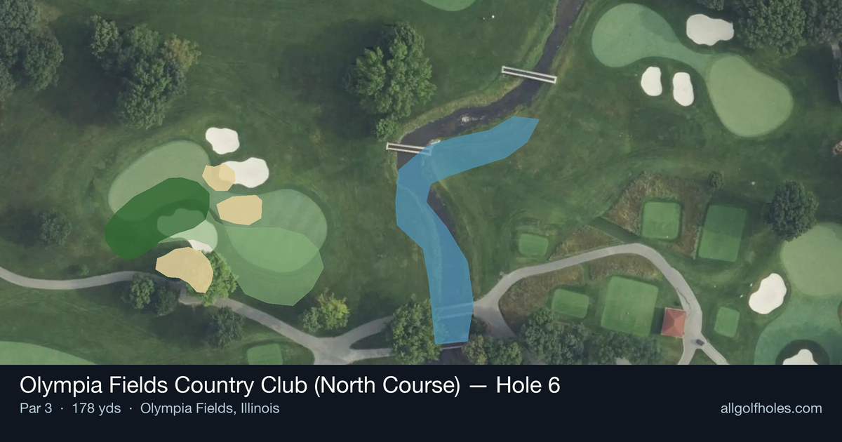 Hole 6 aerial at Olympia Fields Country Club (North Course)
