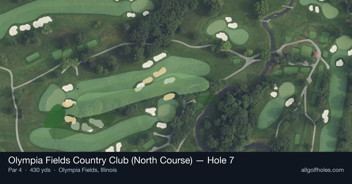 Hole 7 aerial at Olympia Fields Country Club (North Course)