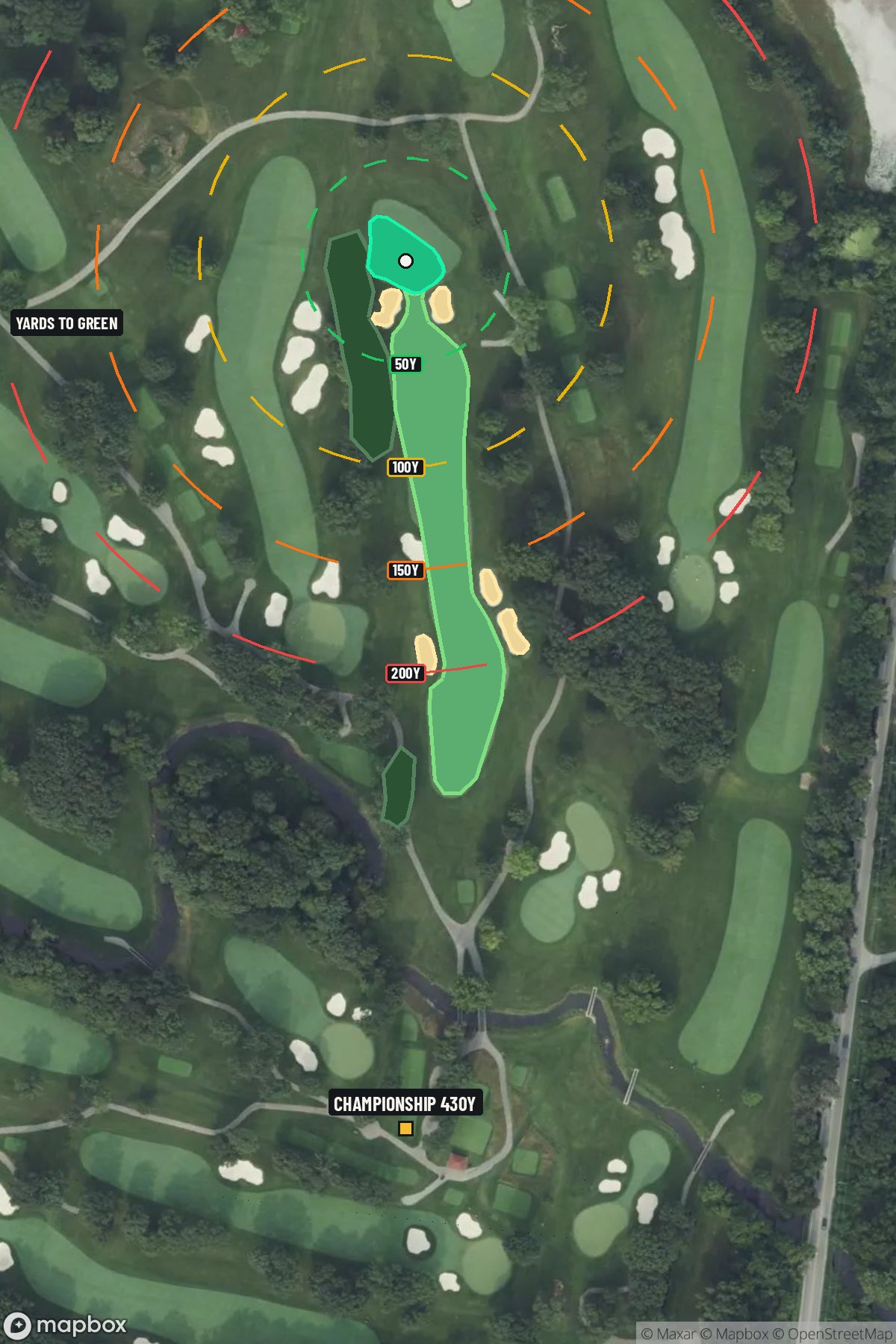 Hole 7 aerial at Olympia Fields Country Club (North Course)