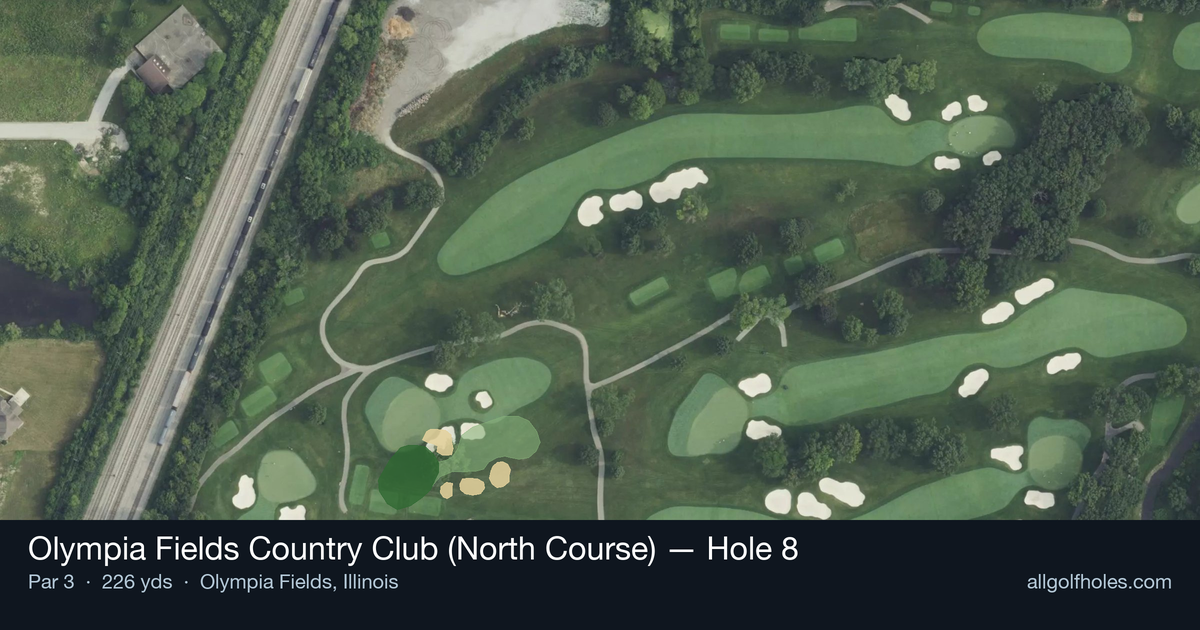 Hole 8 aerial at Olympia Fields Country Club (North Course)