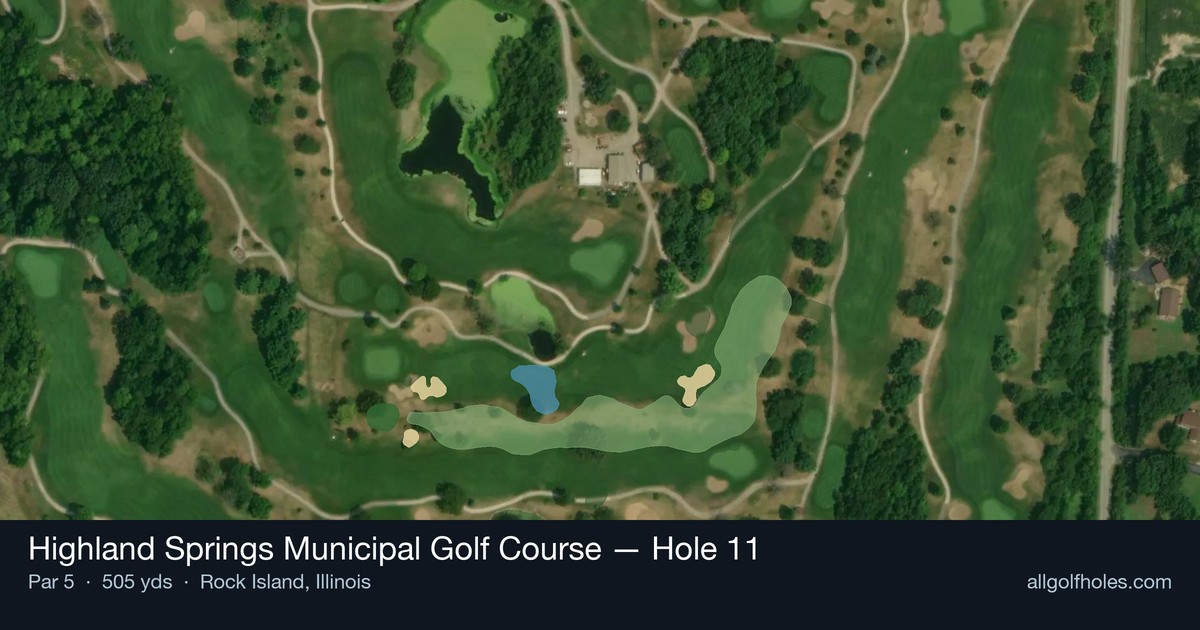 Hole 11 aerial at Highland Springs Municipal Golf Course