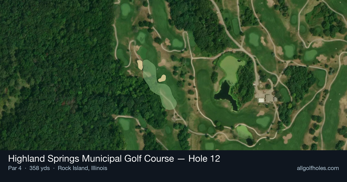 Hole 12 aerial at Highland Springs Municipal Golf Course