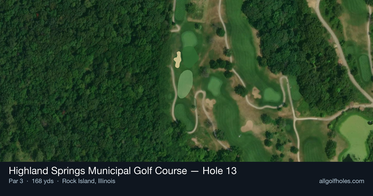 Hole 13 aerial at Highland Springs Municipal Golf Course
