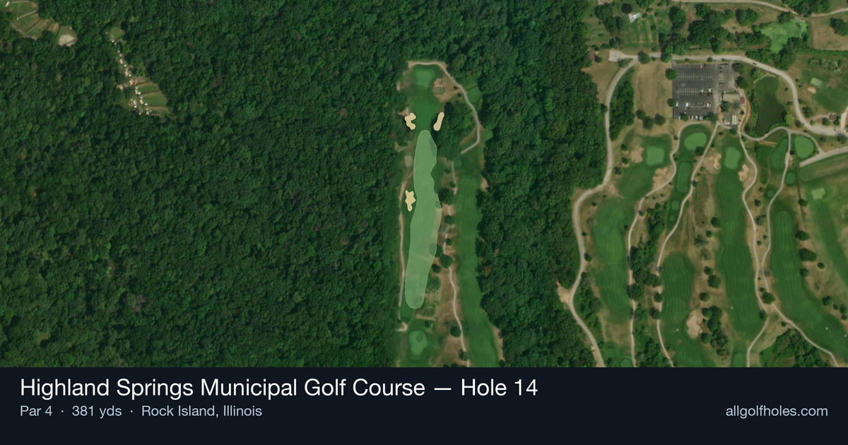 Hole 14 aerial at Highland Springs Municipal Golf Course