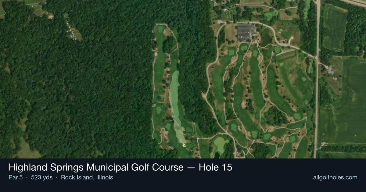 Hole 15 aerial at Highland Springs Municipal Golf Course
