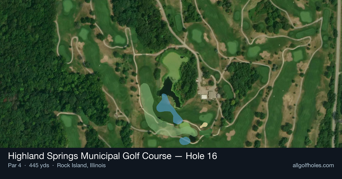 Hole 16 aerial at Highland Springs Municipal Golf Course