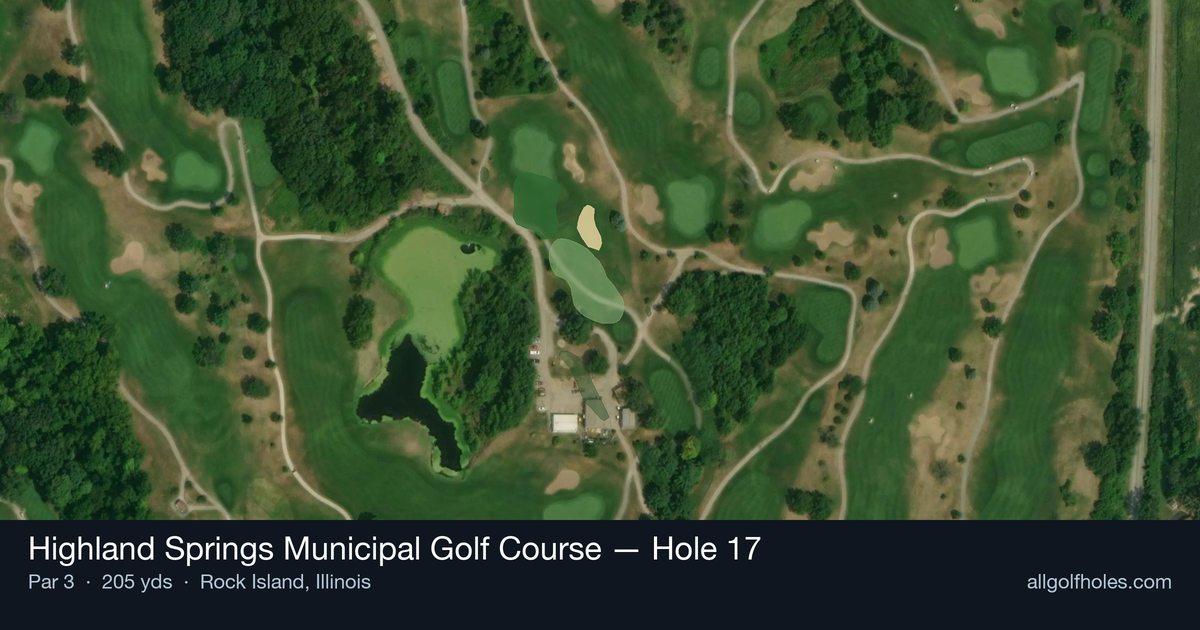 Hole 17 aerial at Highland Springs Municipal Golf Course