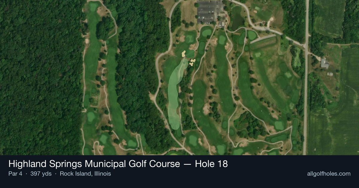 Hole 18 aerial at Highland Springs Municipal Golf Course