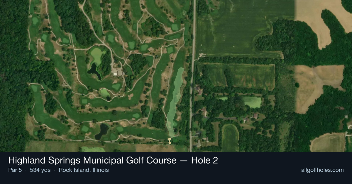 Hole 2 aerial at Highland Springs Municipal Golf Course