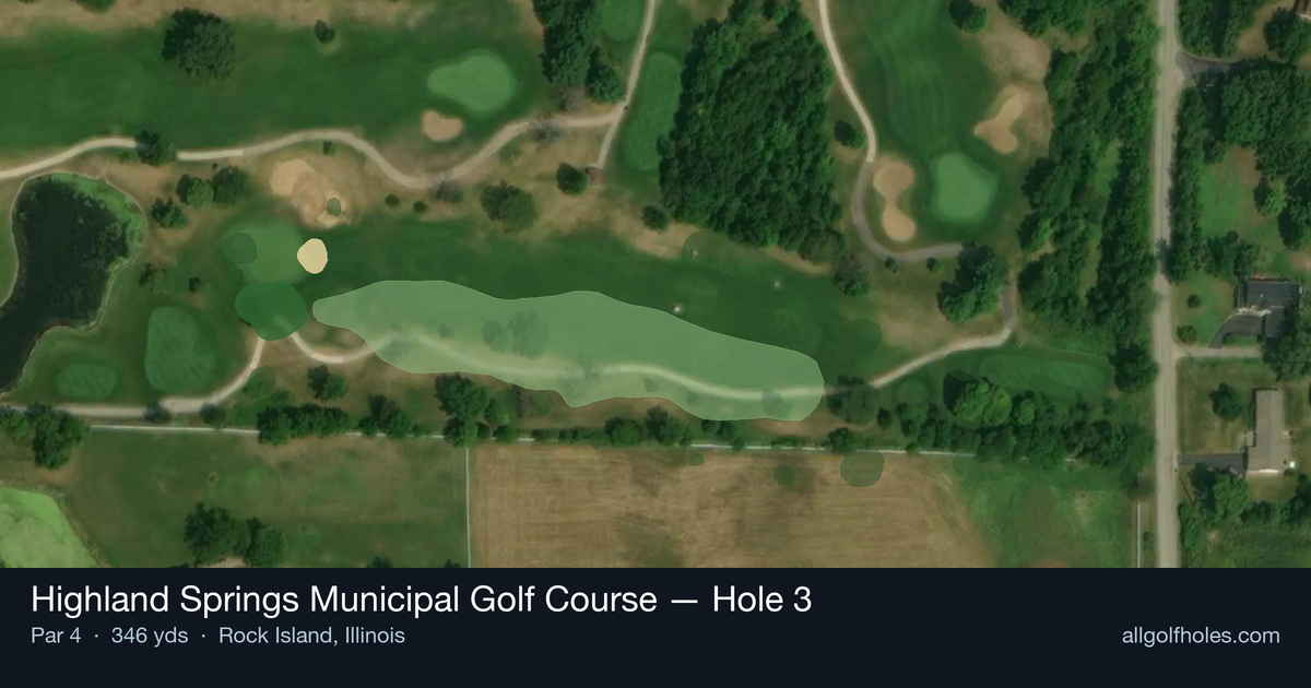 Hole 3 aerial at Highland Springs Municipal Golf Course