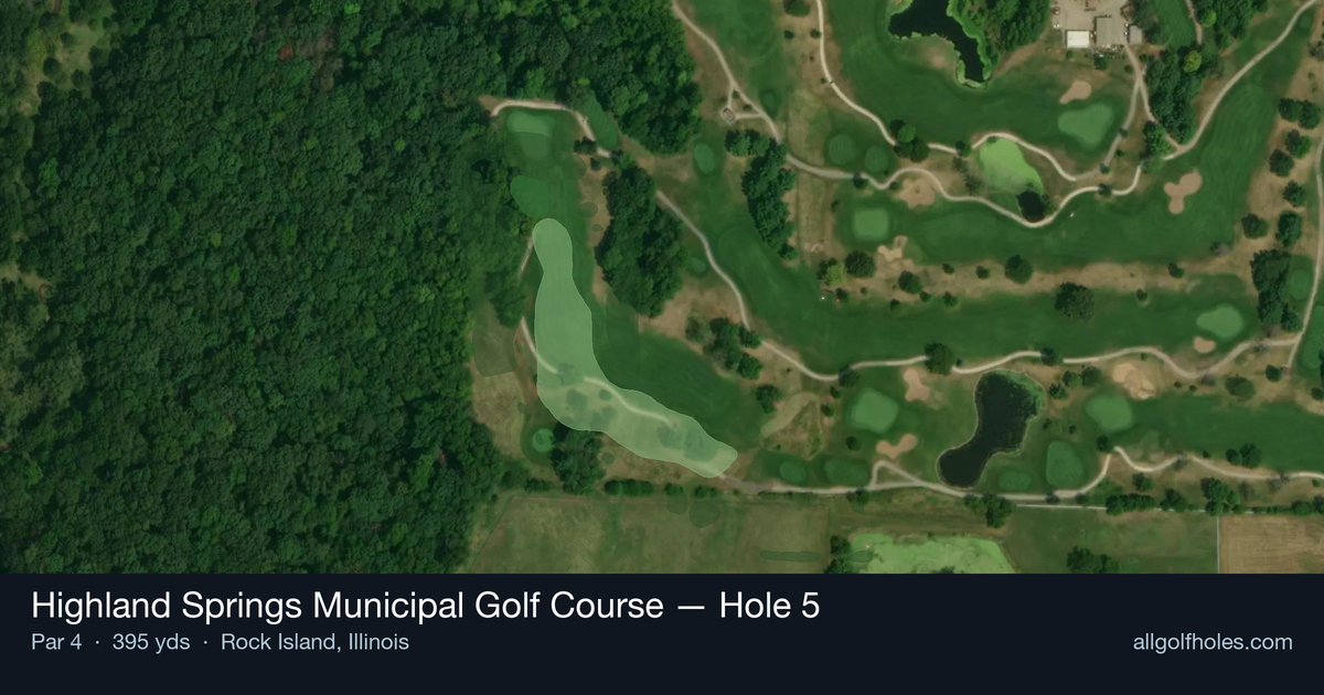 Hole 5 aerial at Highland Springs Municipal Golf Course
