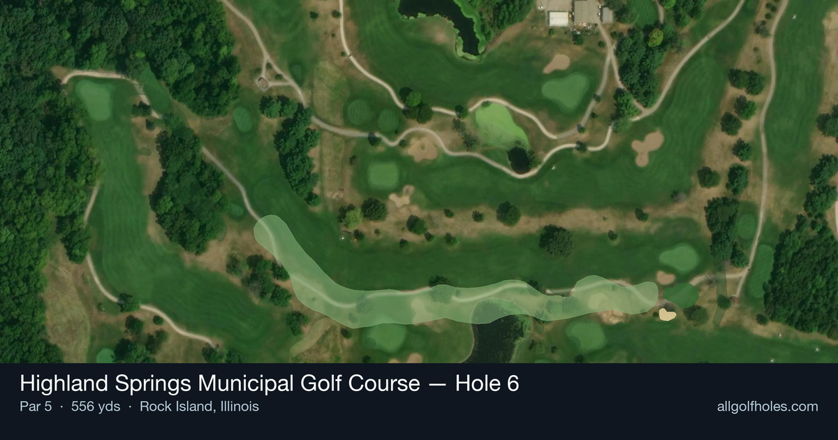 Hole 6 aerial at Highland Springs Municipal Golf Course