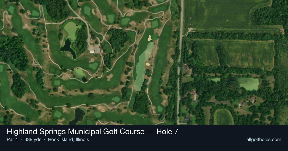 Hole 7 aerial at Highland Springs Municipal Golf Course
