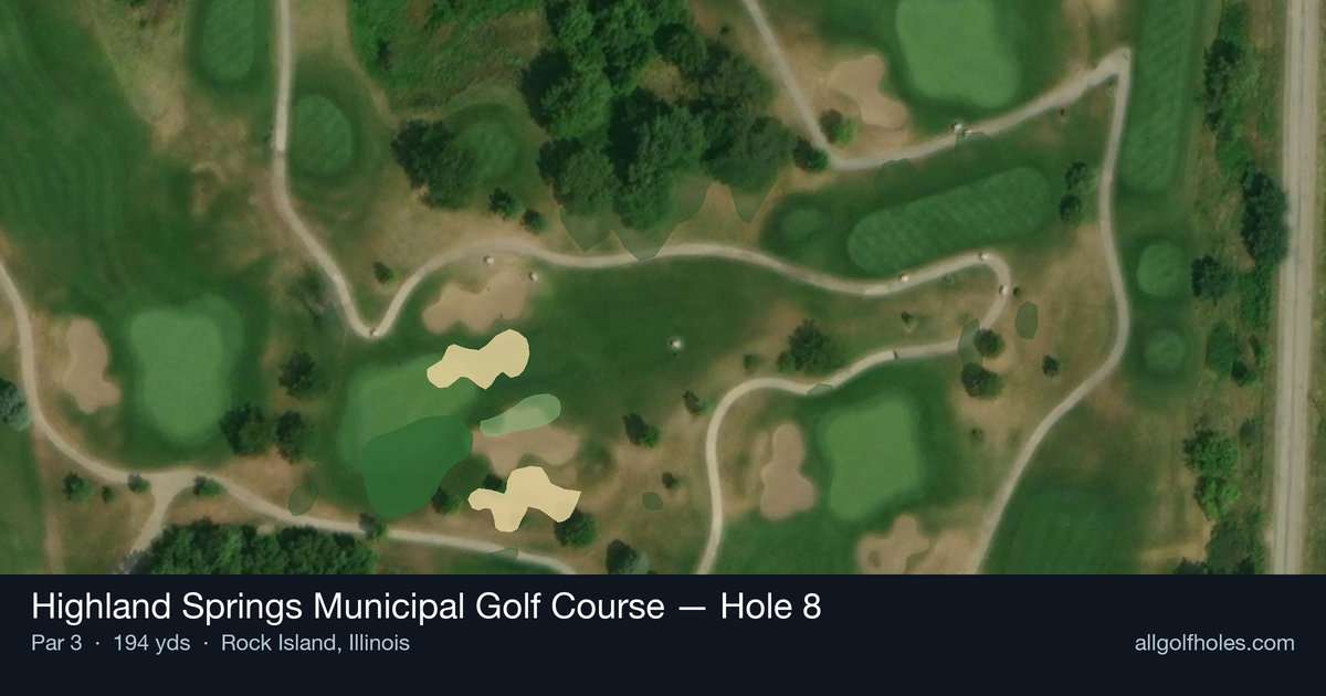 Hole 8 aerial at Highland Springs Municipal Golf Course