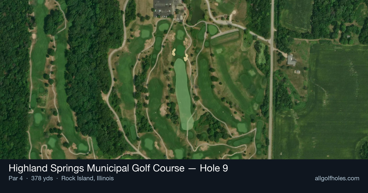 Hole 9 aerial at Highland Springs Municipal Golf Course